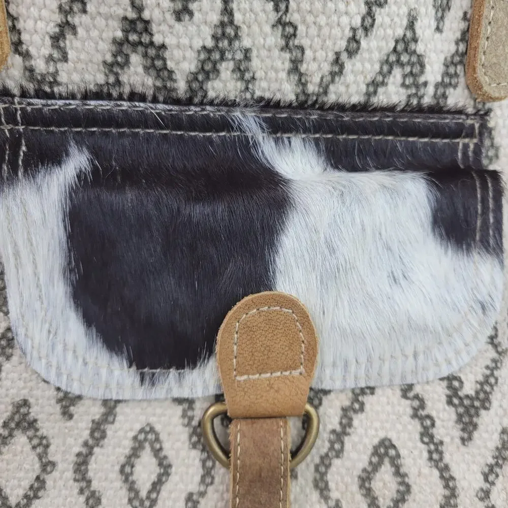 Myra bag Amber upcycled canvas & cowhide backpack S-1332